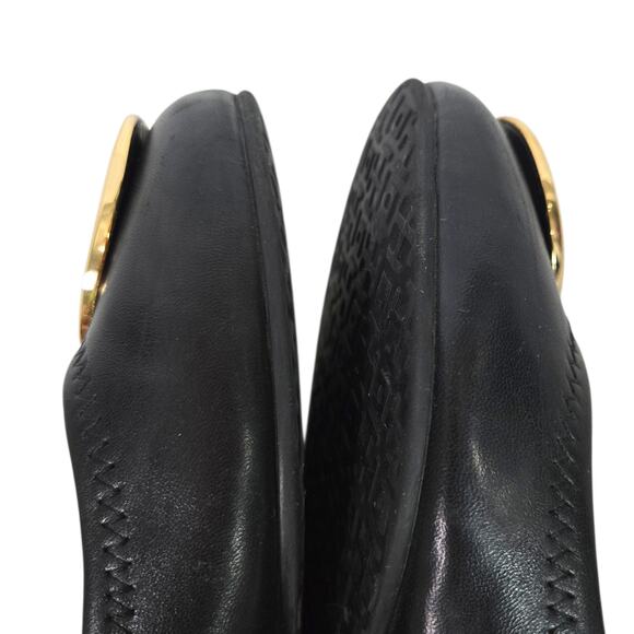 Tory Burch Reva Mestico Ballet Flats Black Leather Round Toe Logo Medallion 6 - Picture 12 of 16